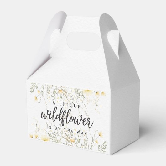 Een beetje Wildflower geel Waterverf Baby shower Bedankdoosjes (Achterkant)
