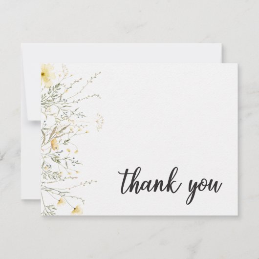 Een beetje Wildflower geel Waterverf Baby shower Bedankkaart (Voorkant)