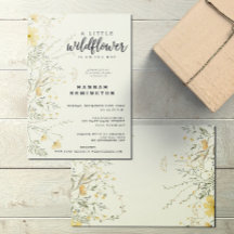 Een beetje Wildflower geel Waterverf Baby shower