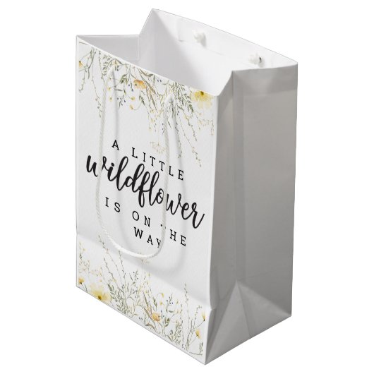 Een beetje Wildflower geel Waterverf Baby shower Medium Cadeauzakje (Voorkant Gekanteld)