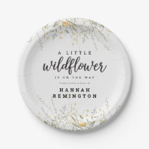 Een beetje Wildflower geel Waterverf Baby shower