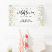Een beetje Wildflower geel Waterverf Baby shower Spandoek (Insitu)