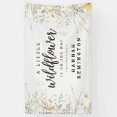 Een beetje Wildflower geel Waterverf Baby shower Spandoek (Verticaal)