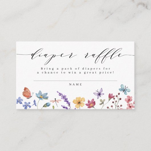 Een beetje Wildflower Luier Raffle Floral Garden Informatiekaartje (Voorkant)