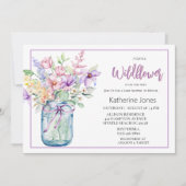 Een beetje Wildflower Mason Jar Meisje Baby shower Kaart (Voorkant)