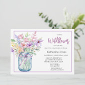 Een beetje Wildflower Mason Jar Meisje Baby shower Kaart (Staand voorkant)