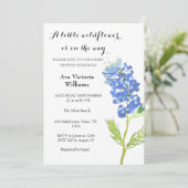 Een beetje Wildflower Meisje Baby shower Blauw Blo Kaart (Staand voorkant)