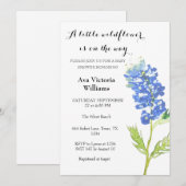 Een beetje Wildflower Meisje Baby shower Blauw Blo Kaart (Voorkant / Achterkant)