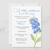 Een beetje Wildflower Meisje Baby shower Blauw Blo Kaart (Voorkant)