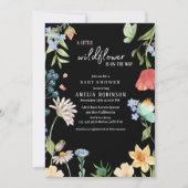 Een beetje Wildflower meisje Baby shower blauw Kaart (Voorkant)