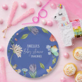 Een beetje Wildflower meisje Baby shower blauw Papieren Bordje (Feest)