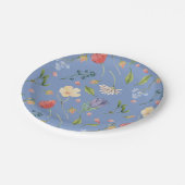 Een beetje Wildflower meisje Baby shower blauw Papieren Bordje (Gekanteld)