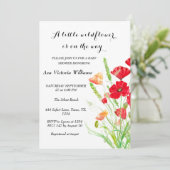 Een beetje Wildflower Meisje Baby shower Poppies Kaart (Staand voorkant)