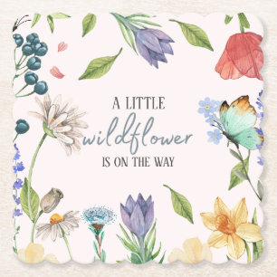 Een beetje Wildflower Meisje Baby shower Roze Kartonnen Onderzetters