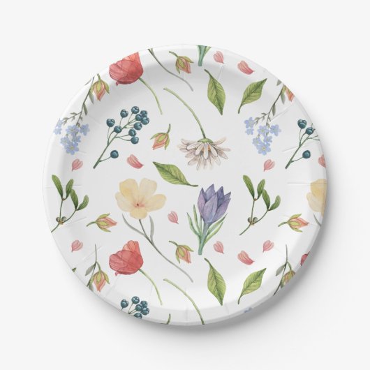 Een beetje Wildflower Meisje Baby shower Wit Papieren Bordje (Voorkant)