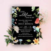 Een beetje Wildflower Meisje Baby shower Zwart Kaart
