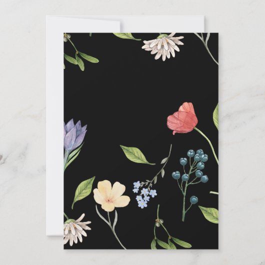 Een beetje Wildflower Meisje Baby shower Zwart Kaart (Achterkant)