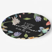 Een beetje Wildflower Meisje Baby shower Zwart Papieren Bordje (Gekanteld)