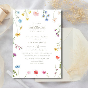 Een beetje Wildflower Meisje Boho Baby shower Kaart