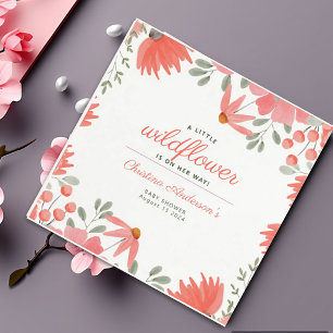 Een beetje Wildflower Meisje Perzik Baby shower Servet