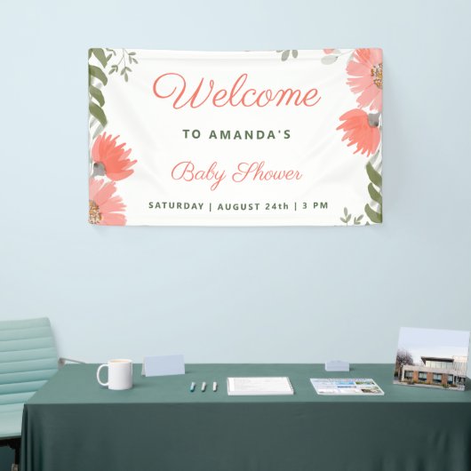 Een beetje Wildflower Meisje Perzik Baby shower Spandoek (Beurs)