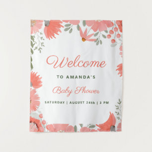 Een beetje Wildflower Meisje Perzik Baby shower Wandkleed