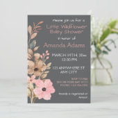 Een beetje Wildflower Meisje Roze Baby shower Kaart (Staand voorkant)