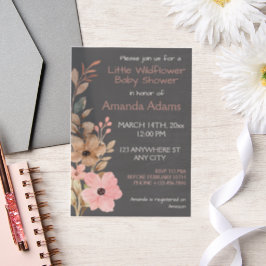 Een beetje Wildflower Meisje Roze Baby shower Vellum Uitnodigingen