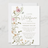 Een beetje Wildflower Meisje Sage Groen Baby showe Kaart (Voorkant)