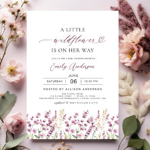Een beetje Wildflower Paarse Lila Baby shower Kaart