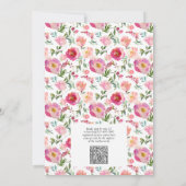 Een beetje Wildflower QR Code Roze Waterverf Douch Kaart (Achterkant)