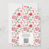 Een beetje Wildflower QR Code Roze Waterverf Douch Kaart (Achterkant)