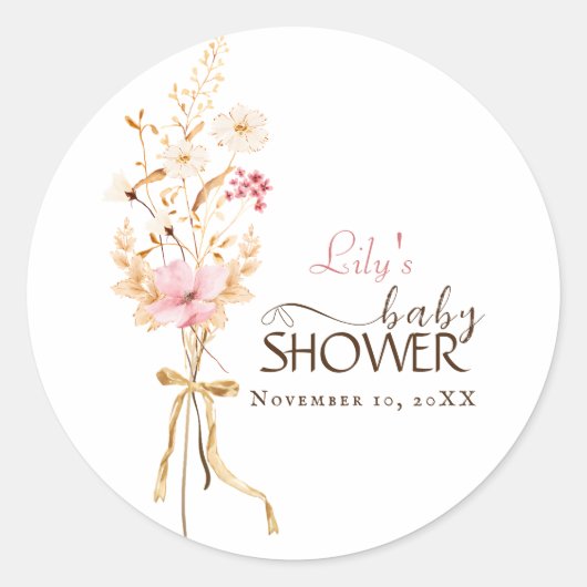 Een beetje Wildflower rustieke Boho Natuur Baby sh Ronde Sticker (Voorkant)