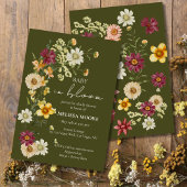 Een beetje Wildflower Sage Green Baby shower Kaart