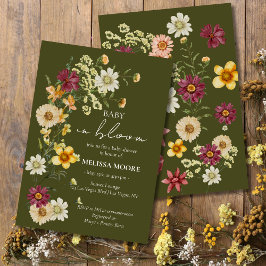 Een beetje Wildflower Sage Green Baby shower Kaart