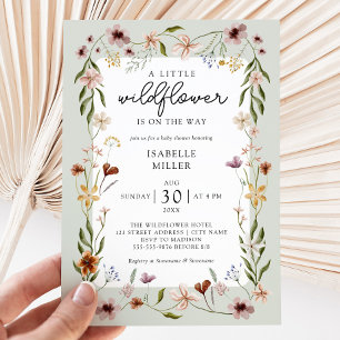 Een beetje Wildflower Sage Green Baby shower Kaart
