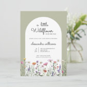Een beetje Wildflower Sage Green Baby shower Kaart (Staand voorkant)