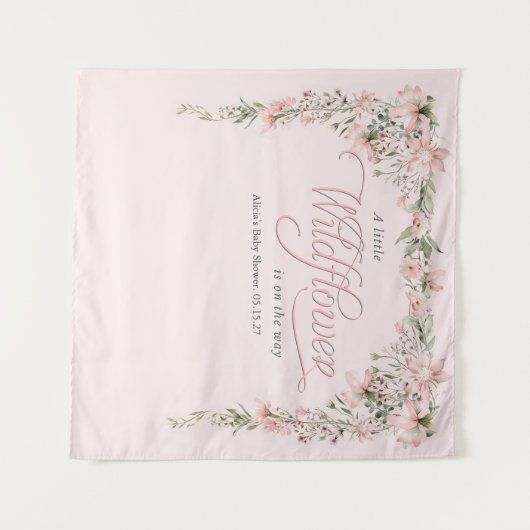 Een beetje wildflower thema baby meisje douche wandkleed (Voorkant (horizontaal))