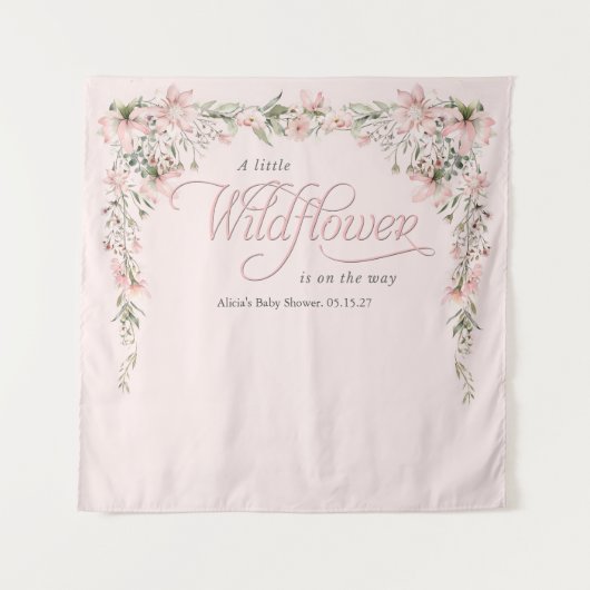 Een beetje wildflower thema baby meisje douche wandkleed (Voorkant)