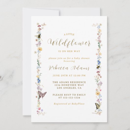 Een beetje Wildflower Tuin Boho Meisje Baby shower Kaart (Voorkant)