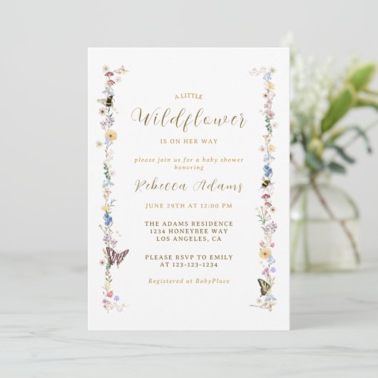 Een beetje Wildflower Tuin Boho Meisje Baby shower Kaart (Staand voorkant)