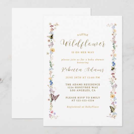 Een beetje Wildflower Tuin Boho Meisje Baby shower Kaart (Voorkant / Achterkant)