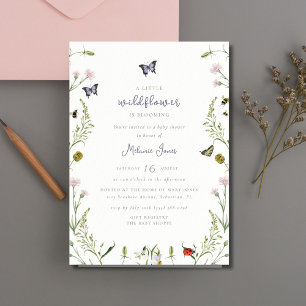 Een beetje Wildflower vlinder Baby shower Kaart