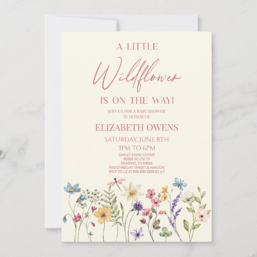 Een beetje Wildflower Wilde Bloem Bloemen Baby sho Kaart (Voorkant)