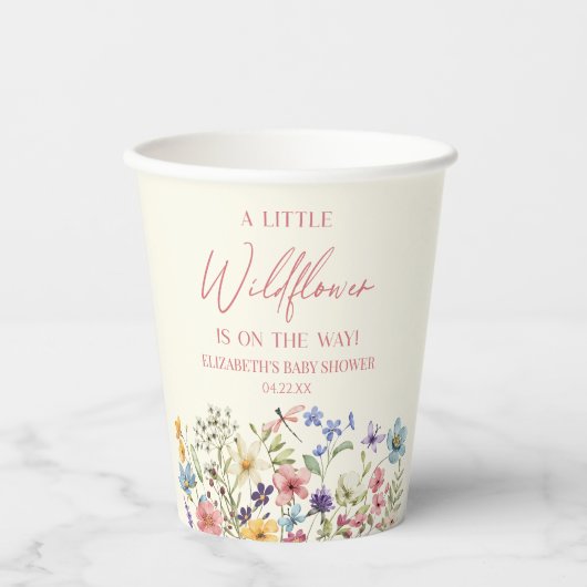 Een beetje Wildflower Wilde Bloem Bloemen Baby sho Papieren Bekers (Voorkant)
