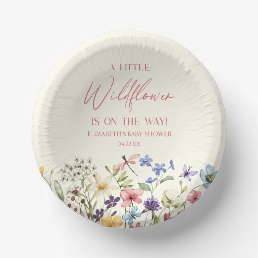 Een beetje Wildflower Wilde Bloem Bloemen Baby sho Papieren Kommen (Voorkant)