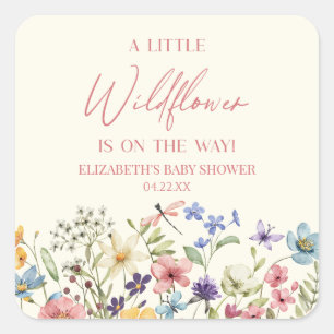 Een beetje Wildflower Wilde Bloem Bloemen Baby sho Vierkante Sticker