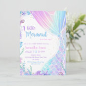 Een beetje zeemeermin Baby shower feest Kaart (Staand voorkant)