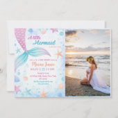 Een beetje zeemeermin Baby shower feestfoto Kaart (Voorkant)