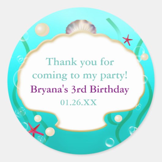 Een beetje zeemeermin bijpassend Zee Shell Party F Ronde Sticker (Voorkant)
